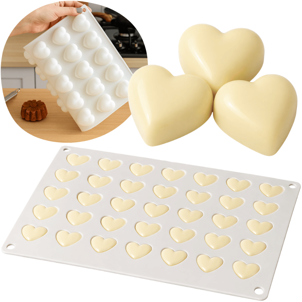 Molde Flexível Corações Pequenos Silicone para Artesanato Doceria Velas Sabonetes Trufas Gel Molde