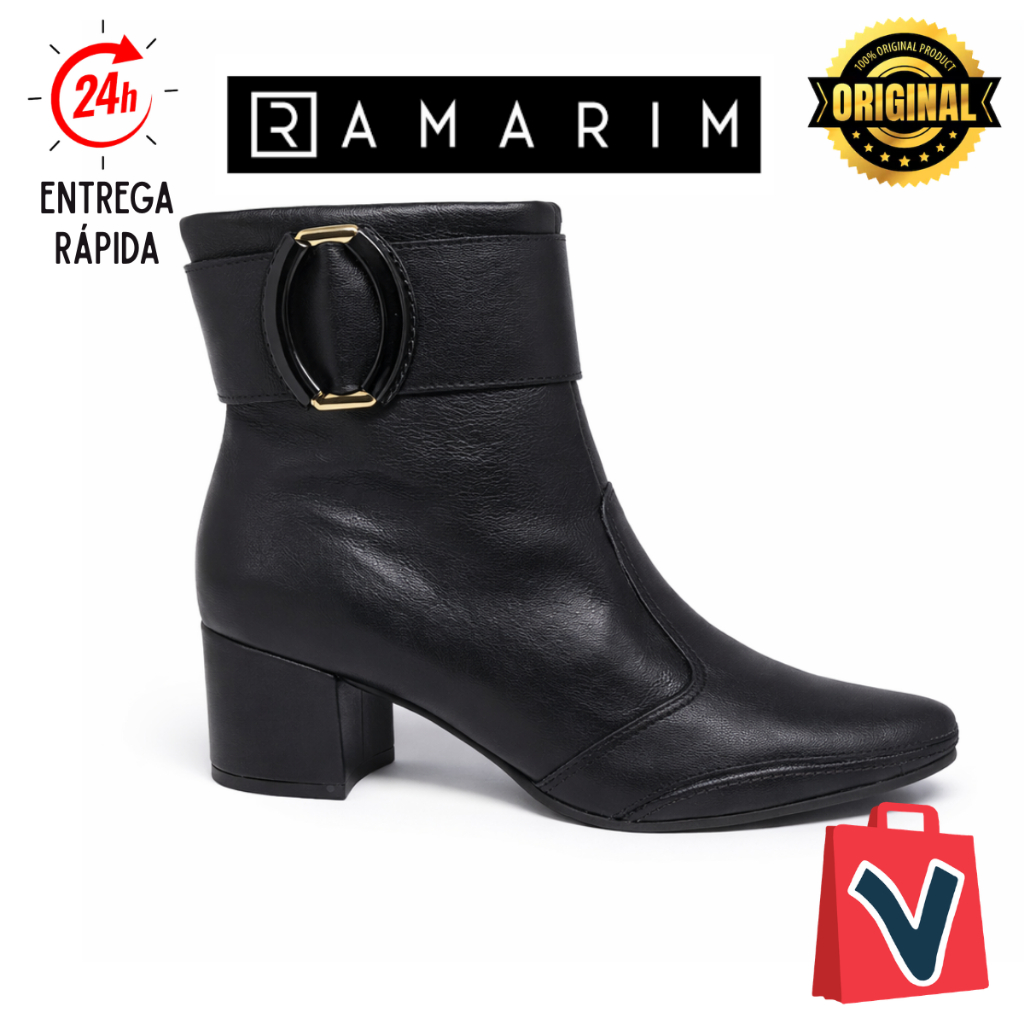 Bota Feminina Couro Salto Médio Ramarim 2657103
