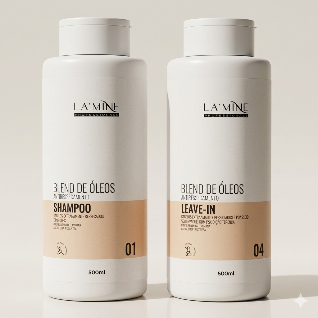 Shampoo + Leave In Lamine Blend de Oleos 500ml x 2 - Hanova