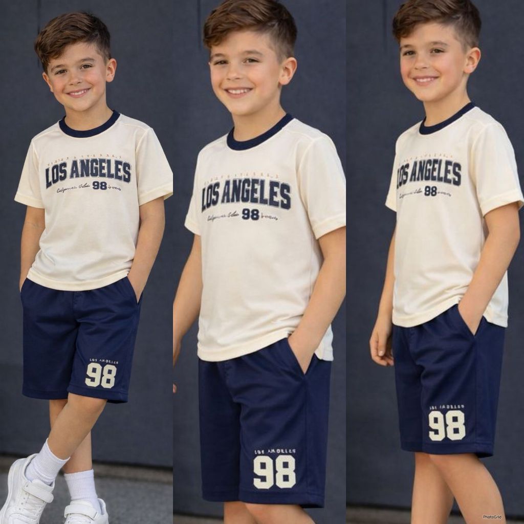 Conjunto Infantil Masculino Verão Camiseta + Bermuda Dry Fit Roupas Menino 4 ao 12 Anos Estiloso