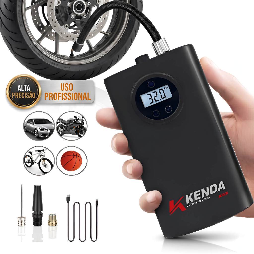 Mini Compressor de Ar Portatil Recarregavél Digital USB Calibrador Pneu Envio Imediato