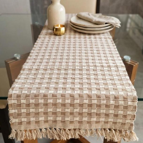 Caminho de Mesa Artesanal Trezz Bege - Feito no Tear