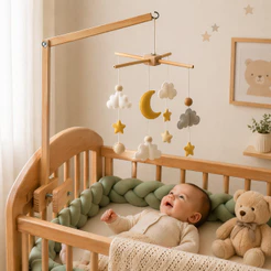 Suporte Móbile Infantil Madeira Regulável Berço Bebê Seguro e Resistente