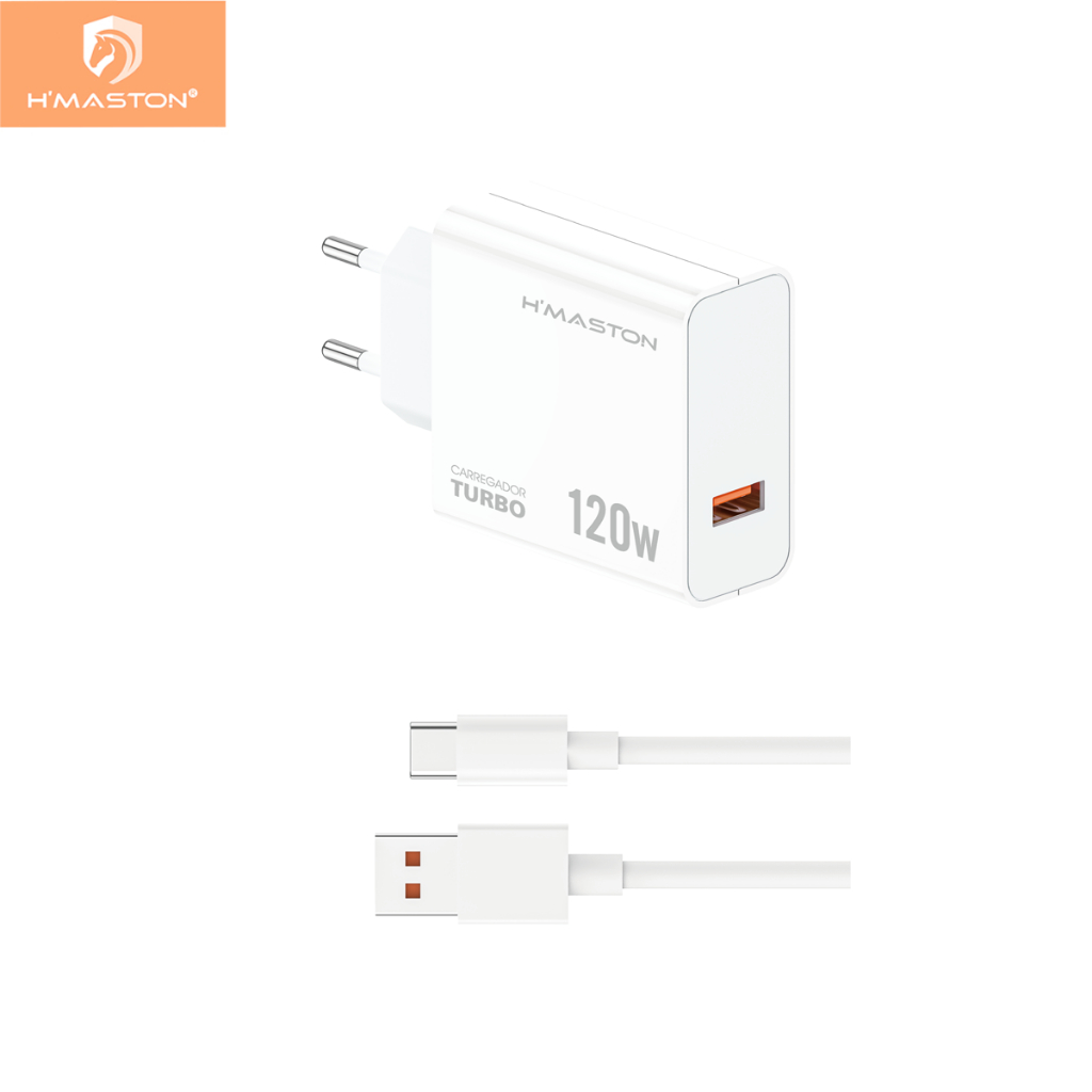 Hmasnton Carregador Turbo Tipo-c 120W LR31-3 USB Rapid Cabo Tipo-C em Oferta na Shopee