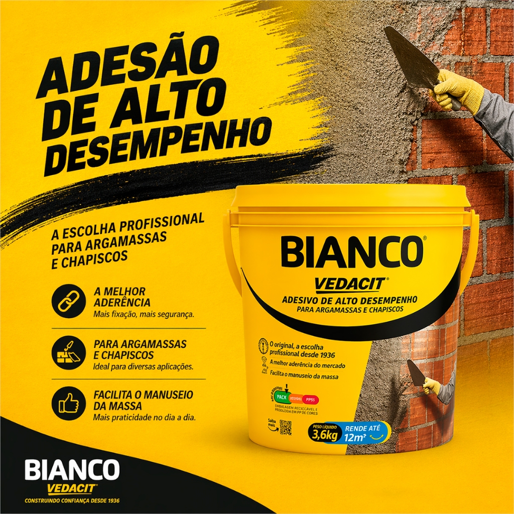 Aditivo Bianco Adesivo Alto Desempenho Vedacit 3,6KG Impermeabilizante Argamassa