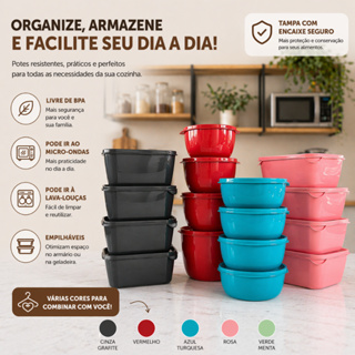 Kit 12 Potes Plásticos Formatos Variados 1 litro em Oferta na Shopee
