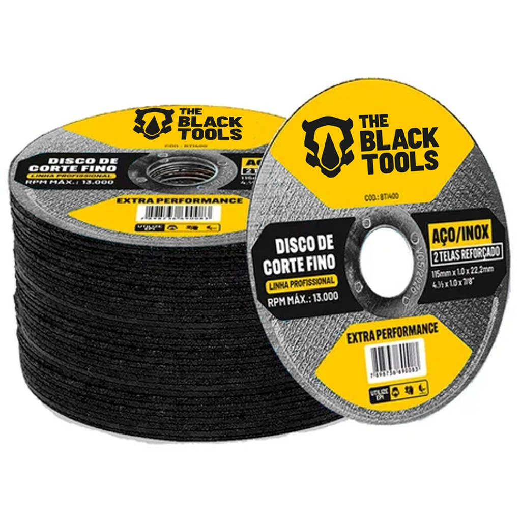 Kit Discos De Esmerilhadeira Corte Inox 4.1/2 Pol X 1,0 20 Peças Preto