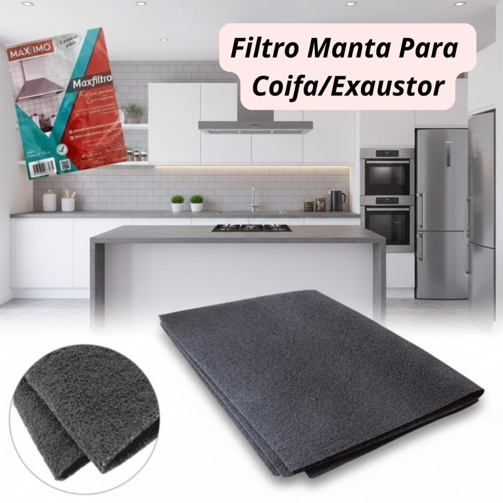 Filtro Manta Descartáveis Para Coifa, Exaustor, Purificador e Depurador Universal