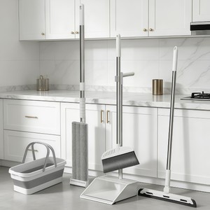 Kit Completo de 5 Peças para Limpeza Vassoura + Rodo + Pá  +balde e Rodo Conjunto de esfregão -S7