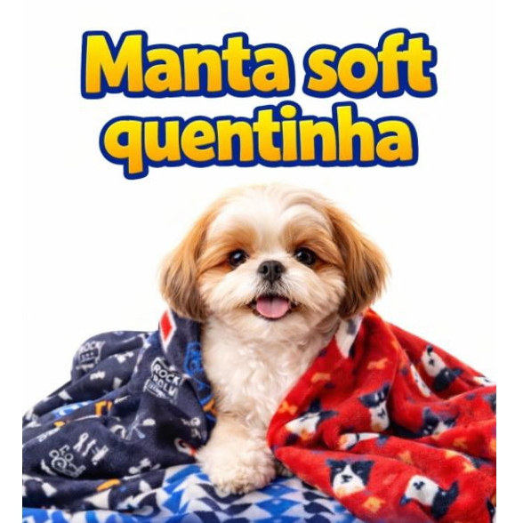 Manta Pet Cobertor Pet Soft Artesanal Manta Cachorro Gato Macia Quentinha Tamanho P M G