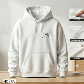 blusa de frio feminino masculino casaco de frio inverno branco Streetwear mais vendido estampado blusão capuz bolso laço