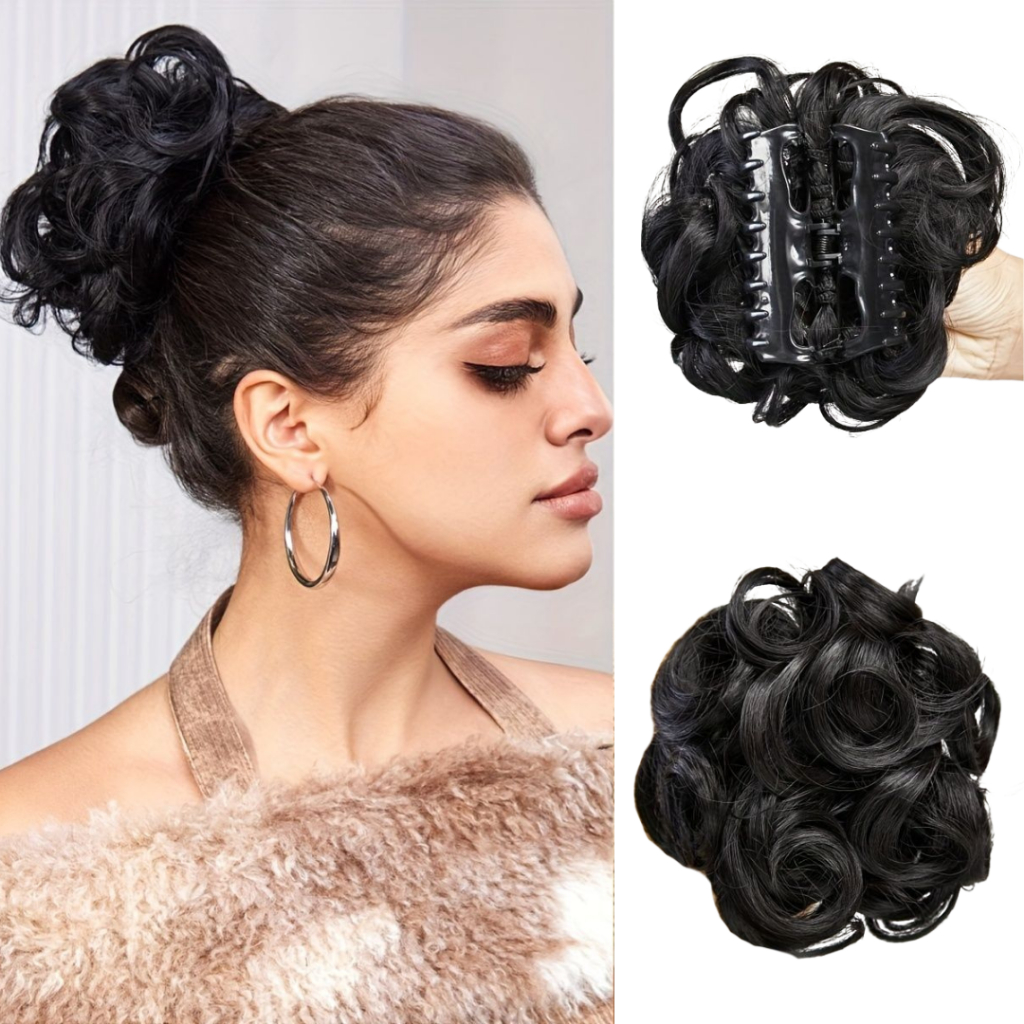 Aplique Coque Com Cabelo Orgânico Presilha Tubarão Penteado Fácil Colocação