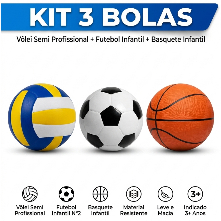 Diversão Garantida! copa2026 Kits  2 3 Bolas Macias Futebol Vôlei Basquete para praia quadra e campo