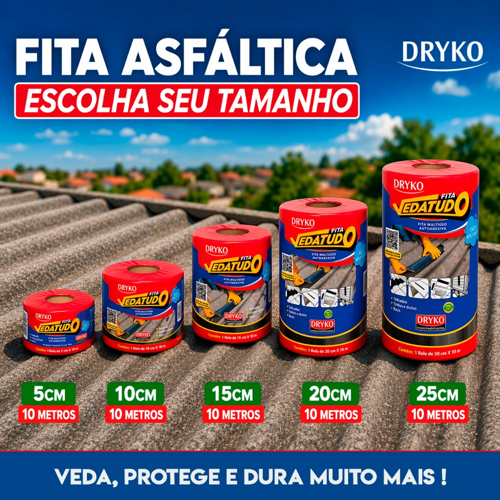 Fita Alumínio Manta Asfaltica Adesiva Impermeabilizante Vedatudo Dryko Multiuso Reparo Telhas