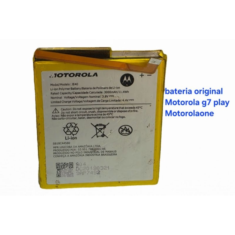Bateria Compatível Motorola G7 Play Motorola One Testada Funcionando