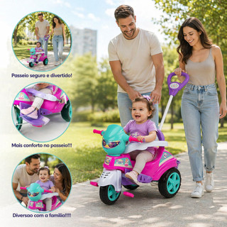 Triciclo Passeio Pedal Infantil Baby City Menina motoca presente criança brinquedo achadinho