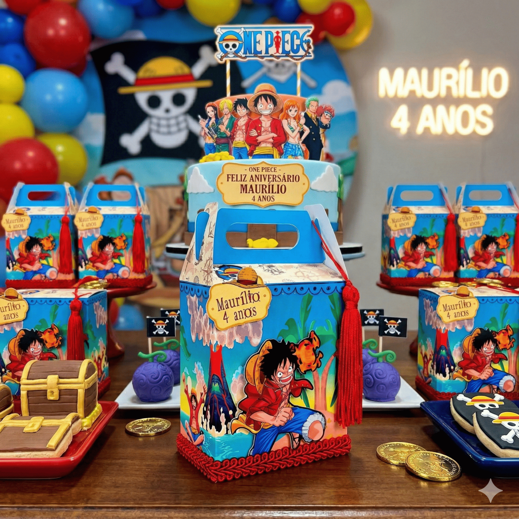 Caixinha Mala Maletinha One Piece: Personalizados Lembrancinha Kit Festa Aniversário - Decoração Mar