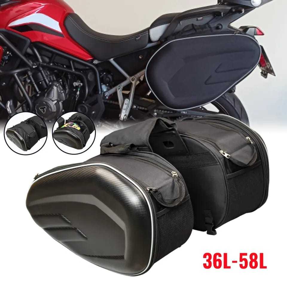 Alforge Lateral Moto Expansivo 36L a 58L Universal Impermeável Bolsa Baú Par com Capa de Chuva