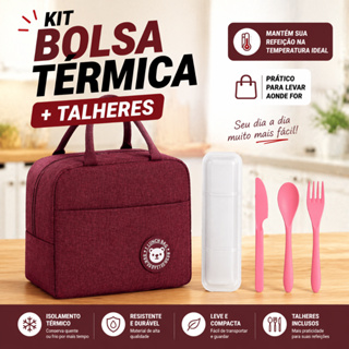 Kit Bolsa Térmica Para Marmita Lancheira Com Alça Viagem + Porta Talher Feminina Masculina em Oferta na Shopee