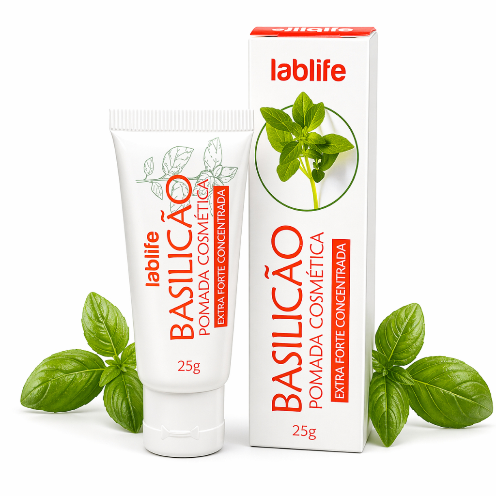 Basilicão Pomada 25g - Auxilia na Secagem e Cicatrização de Espinhas e Furúnculos Lablife