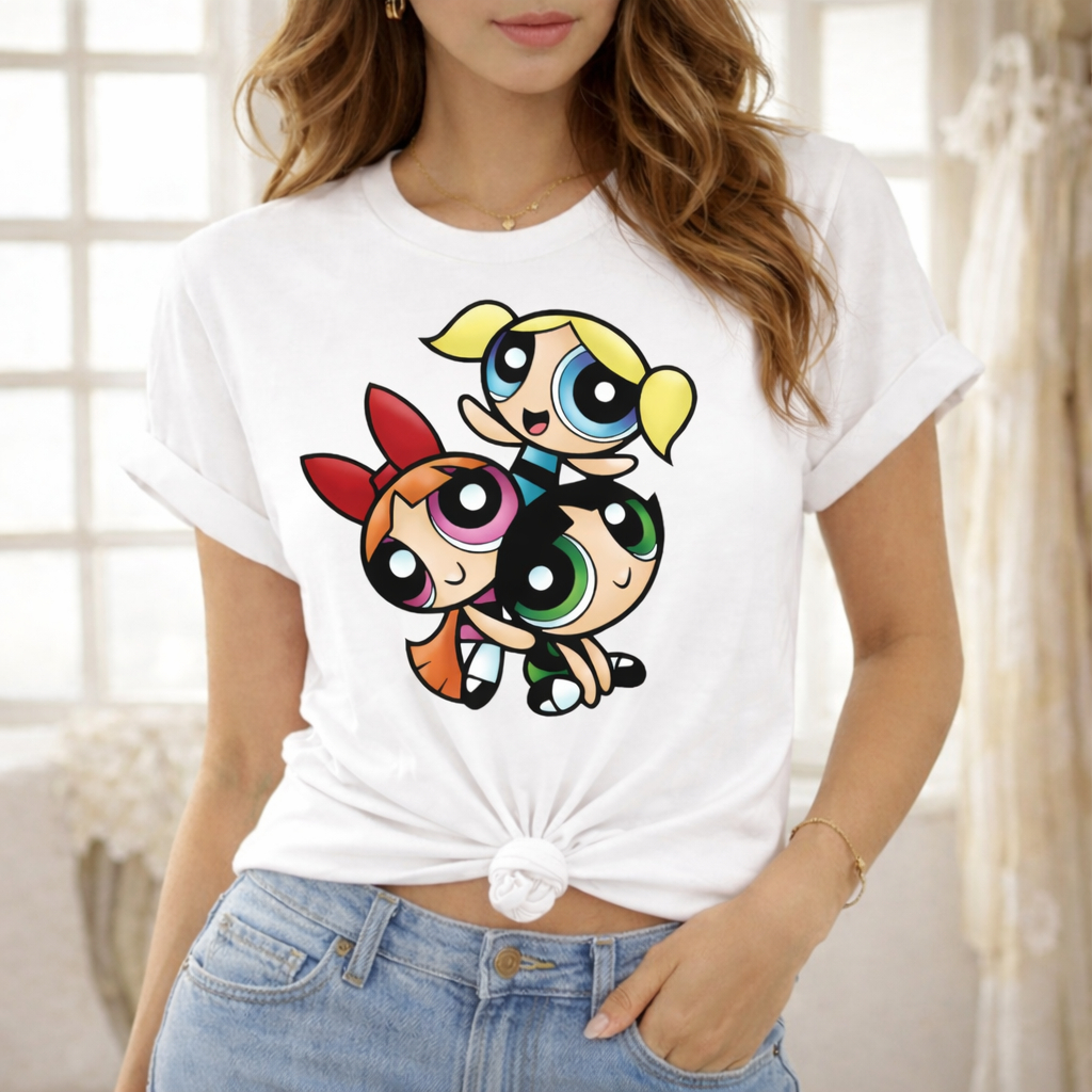 Camisetas T-shirt Meninas Super Poderosas Docinho Lindinha Florzinha Feminina Casual