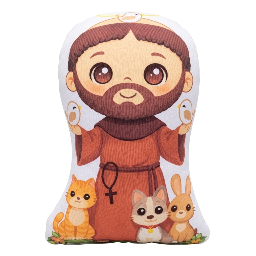 Naninha Almofada Infantil São Francisco - Santinhos Católicos - Coleção SANTA FOFURA