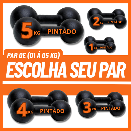 Halter Bola Pintado (2und.)– 2kg 3kg 4kg 5kg– Peso Musculação em Ferro Fundido