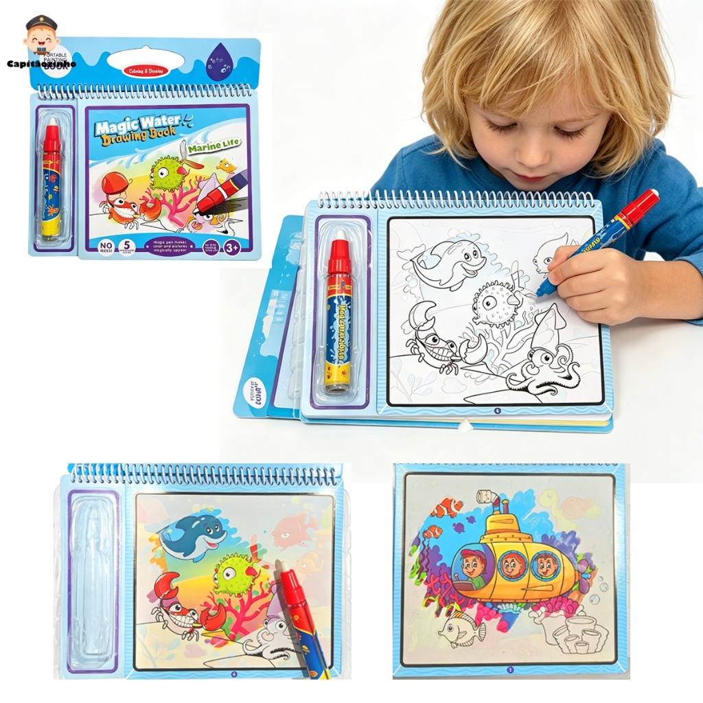 Agua book / Aquabook com Pincel Para Colorir Com Agua Livro Infantil