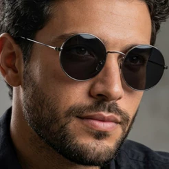 Óculos Redondo Lente Escura Unissex UV400 Armação Metálica Conforto e Durabilidade MD-26