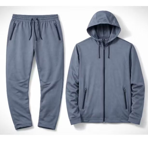 Conjunto Térmico Masculino Com Capuz Gola Alta com Zíper Inverno Segunda Pele Quente Confortável Preto Cinza Azul
