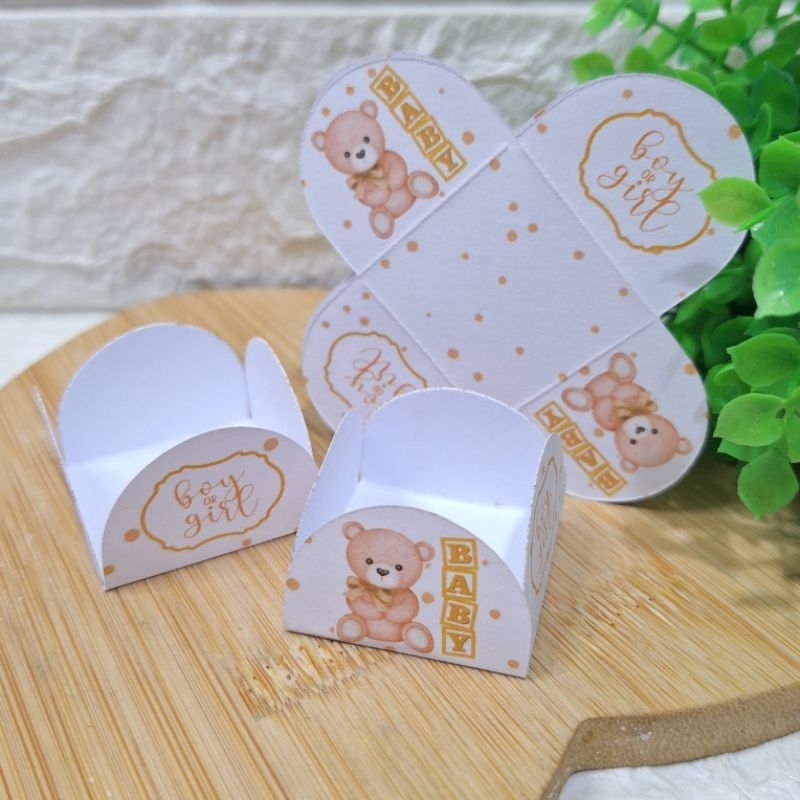 Forminha de Doces Brigadeiro CHÁ REVELAÇÃO URSINHO - 4 pétalas - Decoração - Aniversário - Mêsversario - Festa Infantil