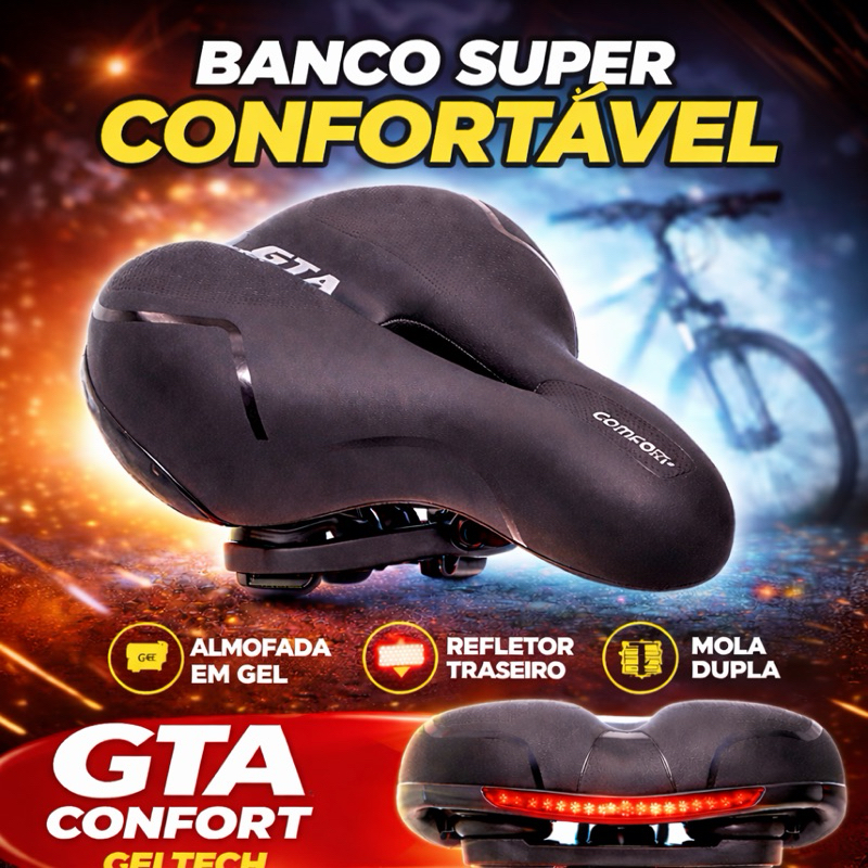 Selim Banco Gta Confort Geltech com Molas e Refletor em Oferta na Shopee