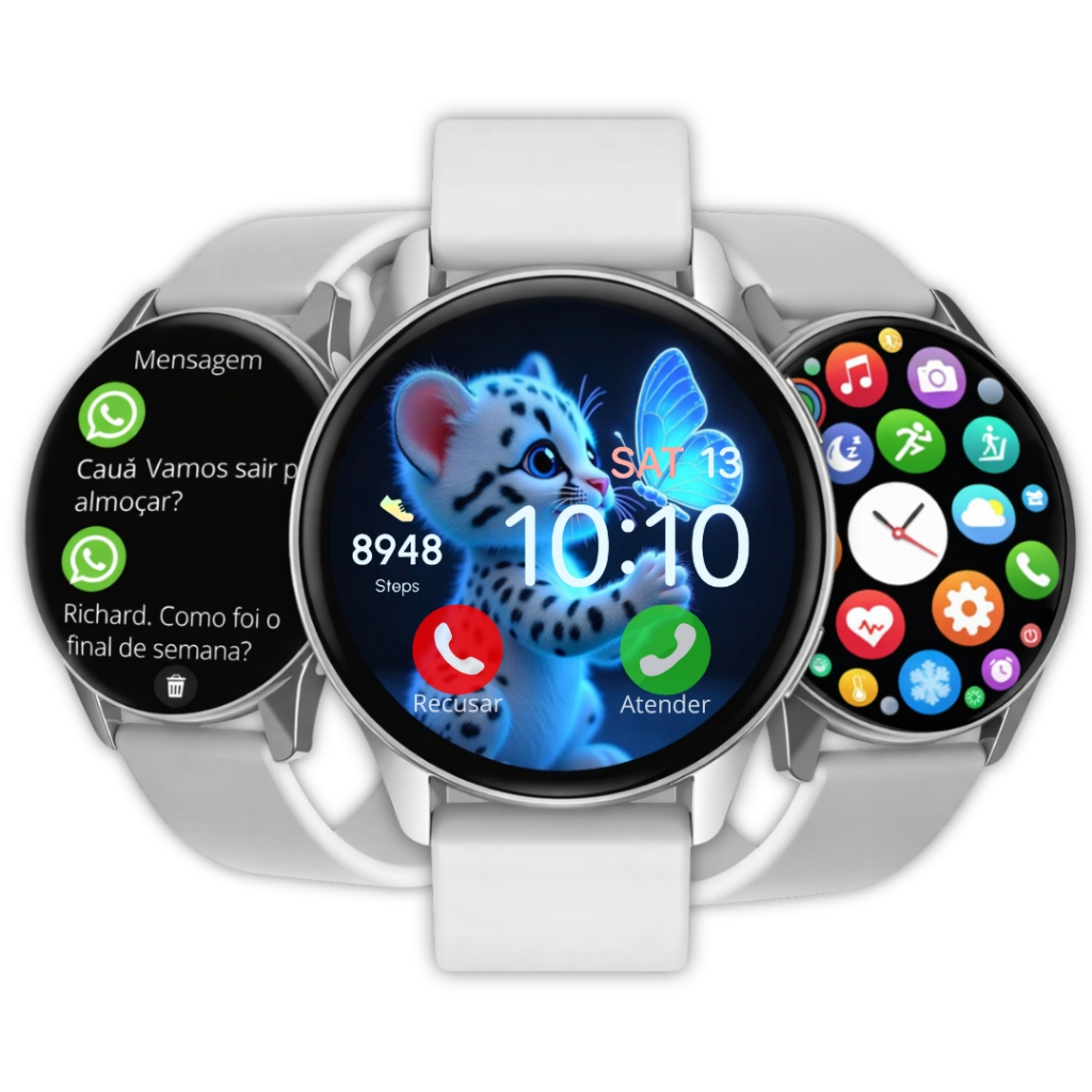 Relógio Smartwatch Redondo Amoled Android IOS masculino Feminino Amoled Whatsapp Chamadas