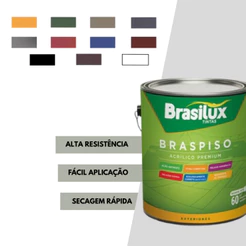 Tinta Acrílica Para Piso Acetinada Externa 3,6l Braspiso Brasilux Cores