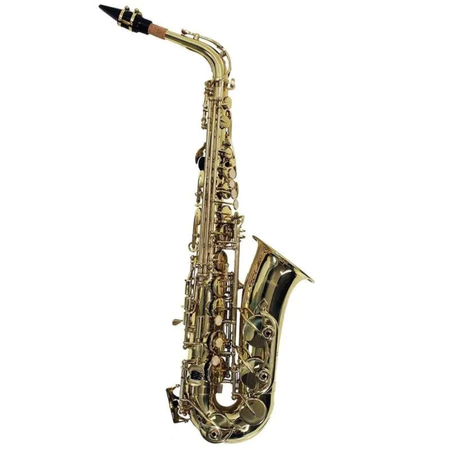 Imagem Saxofone Alto Shelter SFT6430L Laqueado Dourado Afinação Eb Com Estojo