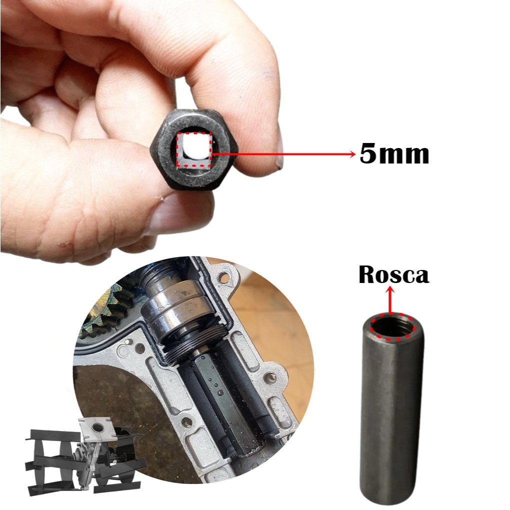 Adaptador Para Enxada Rotativa E Mini Arado Cultivador Eixo Quadrado De 5.5mm