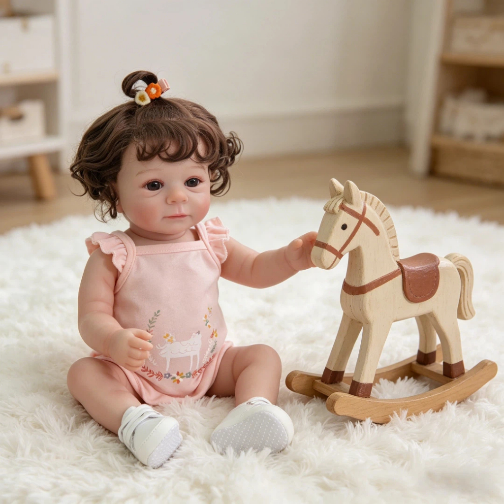Brastoy Bebê Reborn Menina 48cm 100% Silicone Muito Realista Olho Castanho Pode Dar Banho