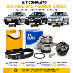 Kit Correia Dentada Gol G2 G3 G4 G5 Fox Voyage Polo Saveiro 1.0 1.6 Tensor e Bomba D'água