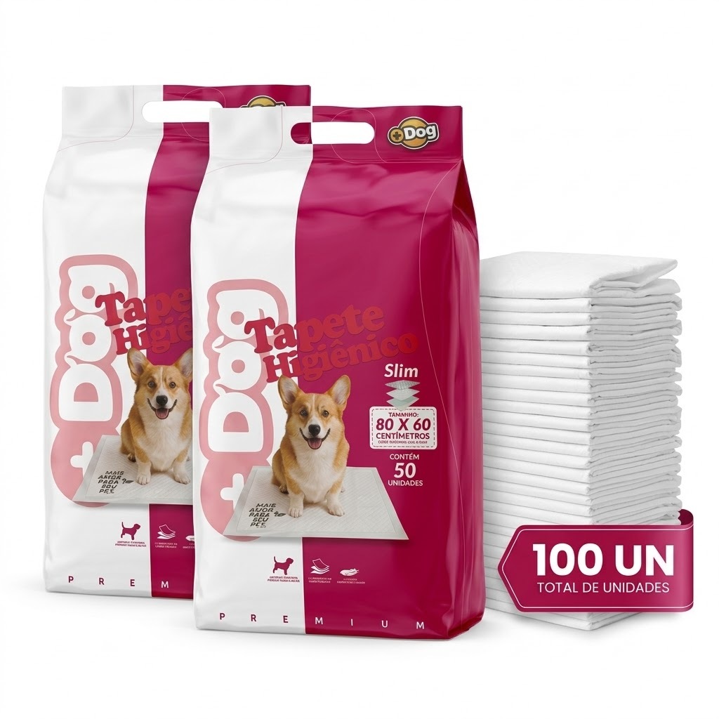 Tapete Higiênico 80x60cm Premium Mais Dog Com 100 Unidades