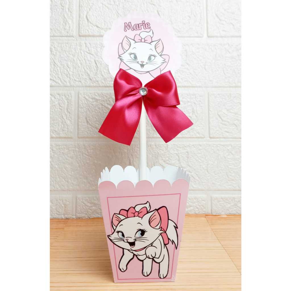 Centro de Mesa Personalizada - Cachepô - Semi-Montadas - Lembrancinha para Festas - Gatinha Marie
