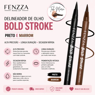 Delineador de olhos Fenzza Bold Stroke Preto e Marrom Longa Duração Secagem Rápida á prova d' água