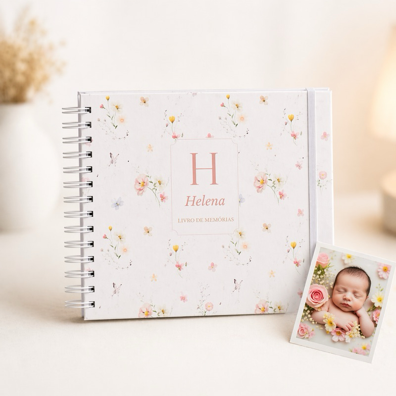 Livro do Bebê Menina [PERSONALIZADO] LIVRO DE RECORDAÇÕES  - Clean Minimalista Diário acompanhamento mensal do bebê