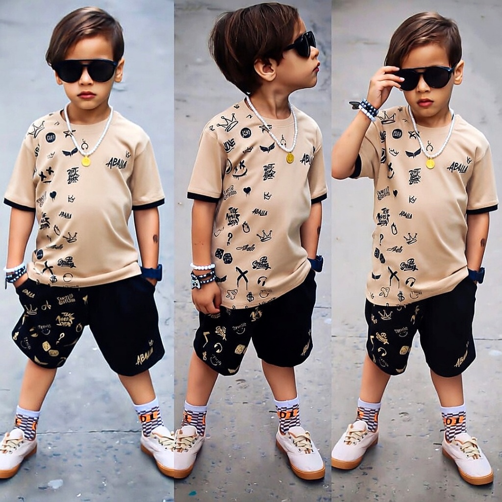 Conjunto Infantil Masculino Kit 2 Peças Juvenil Camiseta e Bermuda Exclusiva Lançamento