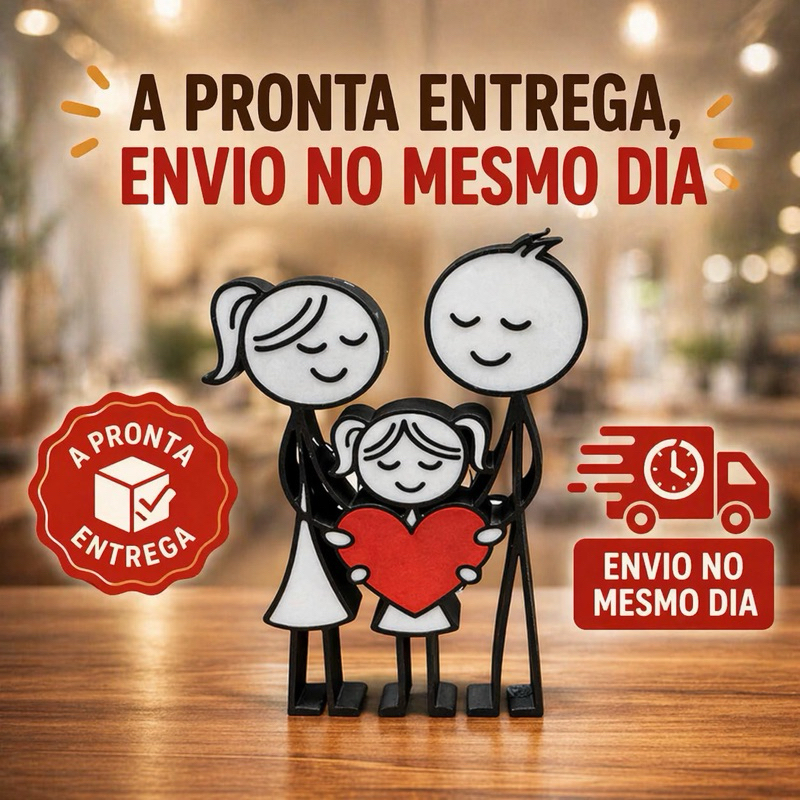 Estatueta Família Feliz Impressão 3D – Escultura Decorativa Moderna Decoração Presente Dia das Mães