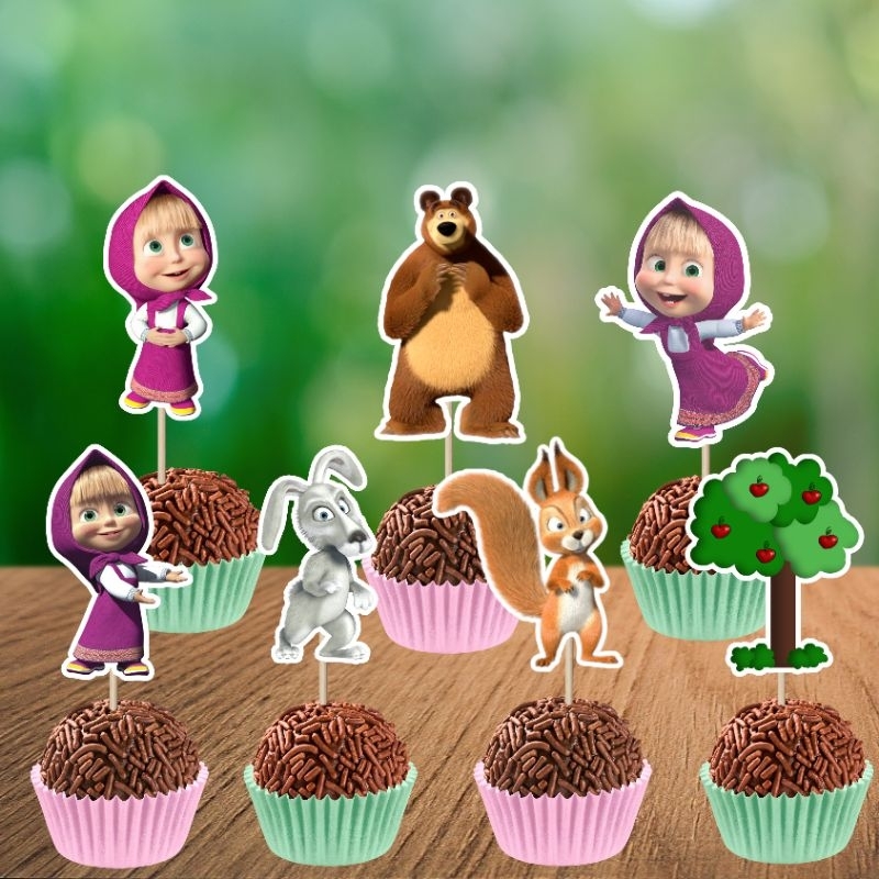 Tags Toppers Para Docinhos Doces Masha e o Urso | Toppers Tags Para Doces Docinhos Masha e o Urso | Envio Rápido