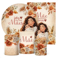 Decoração Dia das Mães: Capa de Cilindro Decorativas Dia das Mães e Painel Veste Fácil Sublimada