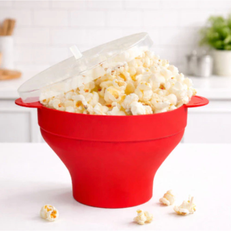 Pipoqueira Grande Para Micro-ondas Sem Óleo Balde Pipoca Silicone Redonda Com Tampa Livre BPA