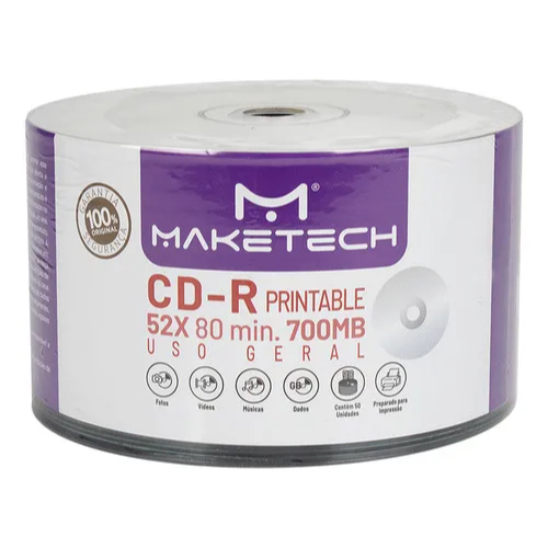 50 Unidades Cd Virgem Maketech 700mb 80min Imprimível Printable
