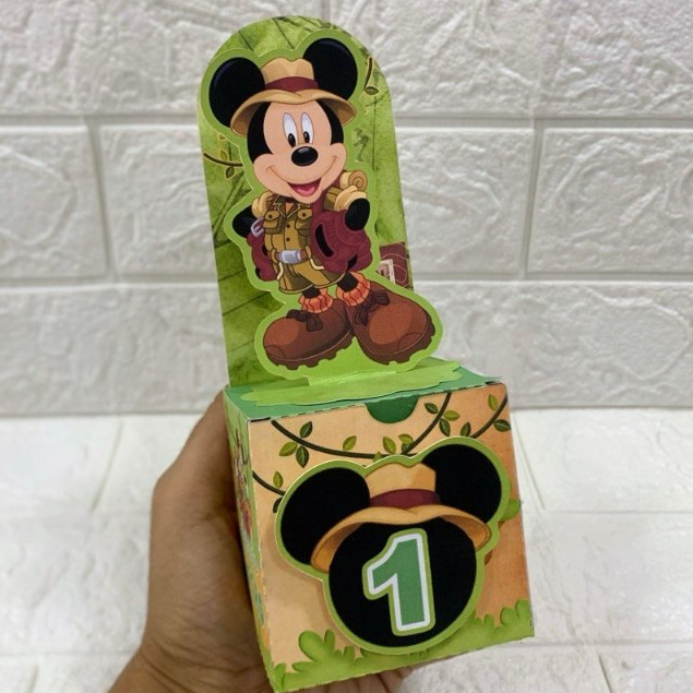 Caixa Cenario Mickey Safari 3D Personalizada | Personalizados | Lembrancinhas | Festa infantil
