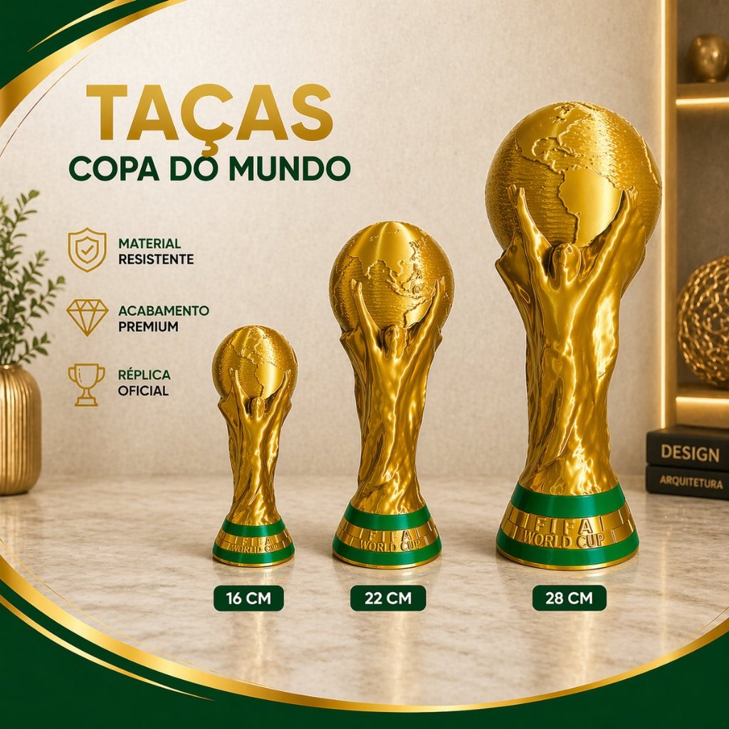 Taça Copa do Mundo 2026 Decoração Futebol